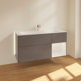 Тумба под раковину Villeroy & Boch Finion 119,6х49,8 см с подсветкой МДФ антрацит матовый/глянцевый белый лак G070GFGK