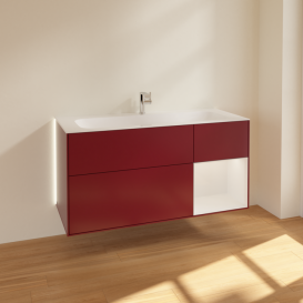 Тумба под раковину Villeroy & Boch Finion 119,6х49,8 см с подсветкой МДФ пион матовый лак/глянцевый белый лак G070GFHB