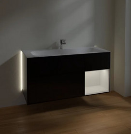 Тумба под раковину Villeroy & Boch Finion 119,6х49,8 см с подсветкой МДФ черный матовый лак/глянцевый белый лак G070GFPD