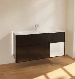 Тумба під раковину Villeroy & Boch Finion 119,6х49,8 см із підсвічуванням МДФ чорний матовий лак/глянцевий білий лак G070GFPD