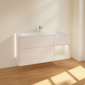 Тумба под раковину Villeroy & Boch Finion 119,6х49,8 см с подсветкой МДФ глянцевый белый лак/светло-серый матовый лак G070GJGF