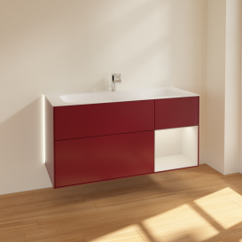 Тумба под раковину Villeroy & Boch Finion 119,6х49,8 см с подсветкой МДФ пион матовый лак/светло-серый матовый лак G070GJHB