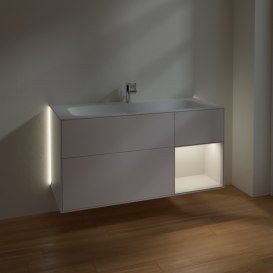 Тумба под раковину Villeroy & Boch Finion 119,6х49,8 см с подсветкой МДФ белый матовый лак/светло-серый матовый лак G070GJMT