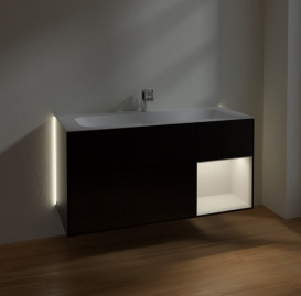 Тумба под раковину Villeroy & Boch Finion 119,6х49,8 см с подсветкой МДФ черный матовый лак/светло-серый матовый лак  G070GJPD