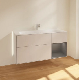 Тумба під раковину Villeroy & Boch Finion 119,6х49,8 см з підсвічуванням МДФ світло-сірий матовий лак/антрацит матовий лак G070GKGJ