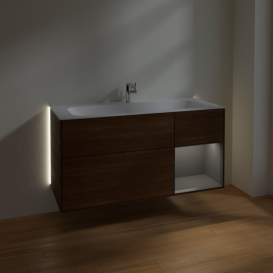 Тумба под раковину Villeroy & Boch Finion 119,6х49,8 см с подсветкой ДСП шпон грецкого ореха/антрацит матовый лак G070GKGN