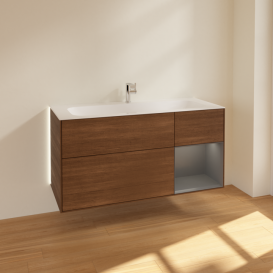 Тумба под раковину Villeroy & Boch Finion 119,6х49,8 см с подсветкой ДСП шпон грецкого ореха/антрацит матовый лак G070GKGN