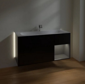 Тумба под раковину Villeroy & Boch Finion 119,6х49,8 см с подсветкой МДФ черный матовый лак/антрацит матовый лак G070GKPD