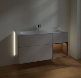 Тумба под раковину Villeroy & Boch Finion 119,6х49,8 см с подсветкой МДФ светло-серый матовый лак/шпон грецкого ореха G070GNGJ