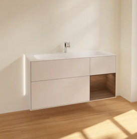 Тумба под раковину Villeroy & Boch Finion 119,6х49,8 см с подсветкой МДФ светло-серый матовый лак/шпон грецкого ореха G070GNGJ