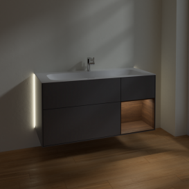 Тумба под раковину Villeroy & Boch Finion 119,6х49,8 см с подсветкой МДФ антрацит матовый лак/шпон грецкого ореха G070GNGK