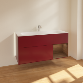 Тумба под раковину Villeroy & Boch Finion 119,6х49,8 см с подсветкой МДФ пион матовый лак/шпон грецкого ореха G070GNHB