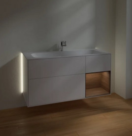 Тумба под раковину Villeroy & Boch Finion 119,6х49,8 см с подсветкой МДФ белый матовый лак/шпон грецкого ореха G070GNMT