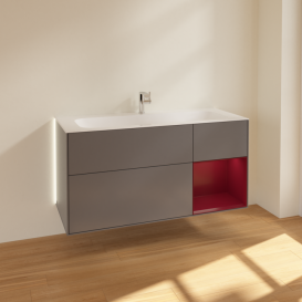 Тумба под раковину Villeroy & Boch Finion 119,6х49,8 см с подсветкой МДФ антрацит матовый лак/пион матовый лак G070HBGK