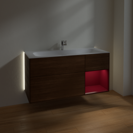 Тумба под раковину Villeroy & Boch Finion 119,6х49,8 см с подсветкой ДСП шпон грецкого ореха/пион матовый лак G070HBGN