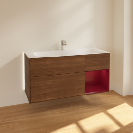 Тумба под раковину Villeroy & Boch Finion 119,6х49,8 см с подсветкой ДСП шпон грецкого ореха/пион матовый лак G070HBGN