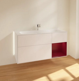 Тумба под раковину Villeroy & Boch Finion 119,6х49,8 см с подсветкой МДФ белый матовый лак/пион матовый лак G070HBMT