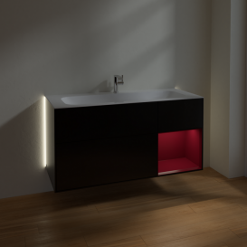 Тумба под раковину Villeroy & Boch Finion 119,6х49,8 см с подсветкой МДФ черный матовый лак/пион матовый лак G070HBPD