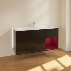 Тумба под раковину Villeroy & Boch Finion 119,6х49,8 см с подсветкой МДФ черный матовый лак/пион матовый лак G070HBPD