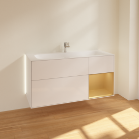 Тумба под раковину Villeroy & Boch Finion 119,6х49,8 см с подсветкой МДФ глянцевый белый лак/золотой матовый лак G070HFGF