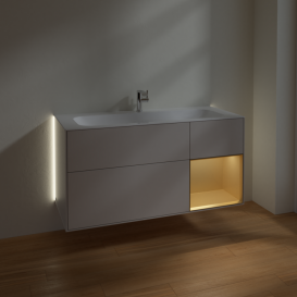 Тумба под раковину Villeroy & Boch Finion 119,6х49,8 см с подсветкой МДФ светло-серый матовый лак/золотой матовый лак G070HFGJ
