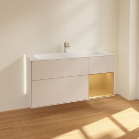 Тумба под раковину Villeroy & Boch Finion 119,6х49,8 см с подсветкой МДФ светло-серый матовый лак/золотой матовый лак G070HFGJ