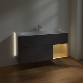 Тумба под раковину Villeroy & Boch Finion 119,6х49,8 см с подсветкой МДФ антрацит матовый лак/золотой матовый лак G070HFGK