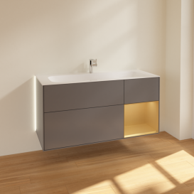 Тумба под раковину Villeroy & Boch Finion 119,6х49,8 см с подсветкой МДФ антрацит матовый лак/золотой матовый лак G070HFGK