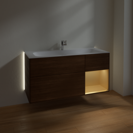 Тумба под раковину Villeroy & Boch Finion 119,6х49,8 см с подсветкой ДСП шпон грецкого ореха/золотой матовый лак G070HFGN