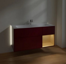 Тумба под раковину Villeroy & Boch Finion 119,6х49,8 см с подсветкой МДФ пион матовый лак/золотой матовый лак G070HFHB