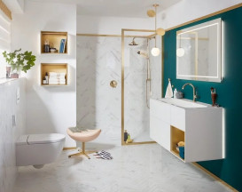 Тумба под раковину Villeroy & Boch Finion 119,6х49,8 см с подсветкой МДФ белый матовый лак/золотой матовый лак G070HFMT