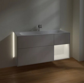 Тумба под раковину Villeroy & Boch Finion 119,6х49,8 см с подсветкой МДФ светло-серый матовый лак/белый матовый лак G070MTGJ