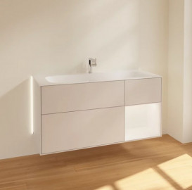 Тумба под раковину Villeroy & Boch Finion 119,6х49,8 см с подсветкой МДФ светло-серый матовый лак/белый матовый лак G070MTGJ