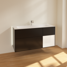 Тумба под раковину Villeroy & Boch Finion 119,6х49,8 см с подсветкой МДФ черный матовый лак/белый матовый лак G070MTPD