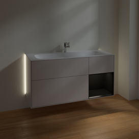 Тумба под раковину Villeroy & Boch Finion 119,6х49,8 см с подсветкой МДФ светло-серый матовый лак/черный матовый лак G070PDGJ