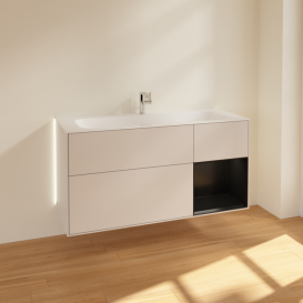 Тумба под раковину Villeroy & Boch Finion 119,6х49,8 см с подсветкой МДФ светло-серый матовый лак/черный матовый лак G070PDGJ