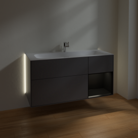 Тумба под раковину Villeroy & Boch Finion 119,6х49,8 см с подсветкой МДФ антрацит матовый лак/черный матовый лак G070PDGK