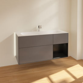 Тумба под раковину Villeroy & Boch Finion 119,6х49,8 см с подсветкой МДФ антрацит матовый лак/черный матовый лак G070PDGK