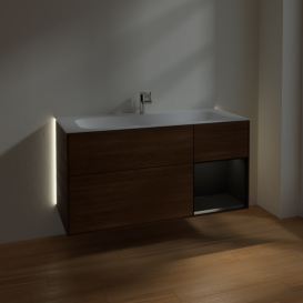 Тумба под раковину Villeroy & Boch Finion 119,6х49,8 см с подсветкой ДСП шпон грецкого ореха/черный матовый лак G070PDGN