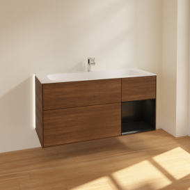 Тумба под раковину Villeroy & Boch Finion 119,6х49,8 см с подсветкой ДСП шпон грецкого ореха/черный матовый лак G070PDGN