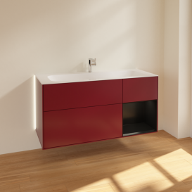 Тумба під раковину Villeroy & Boch Finion 119,6х49,8 см з підсвічуванням МДФ півонія матовий лак/чорний матовий лак G070PDHB