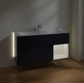 Тумба под раковину Villeroy & Boch Finion 119,6х49,8 см с подсветкой МДФ темно-синий матовый лак/глянцевый белый лак G070GFHG