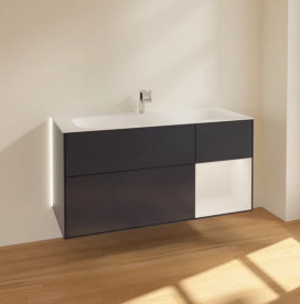 Тумба под раковину Villeroy & Boch Finion 119,6х49,8 см с подсветкой МДФ темно-синий матовый лак/глянцевый белый лак G070GFHG