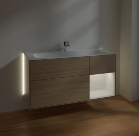 Тумба под раковину Villeroy & Boch Finion 119,6х49,8 см с подсветкой ДСП шпон дуба/глянцевый белый лак G070GFPC