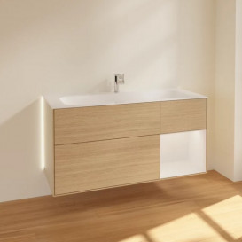 Тумба под раковину Villeroy & Boch Finion 119,6х49,8 см с подсветкой ДСП шпон дуба/глянцевый белый лак G070GFPC