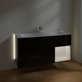 Тумба под раковину Villeroy & Boch Finion 119,6х49,8 см с подсветкой МДФ глянцевый черный лак/глянцевый белый лак G070GFPH
