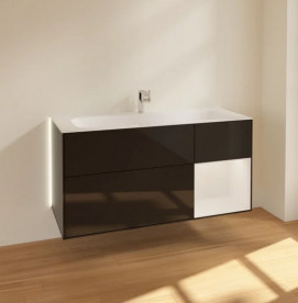 Тумба под раковину Villeroy & Boch Finion 119,6х49,8 см с подсветкой МДФ глянцевый черный лак/глянцевый белый лак G070GFPH