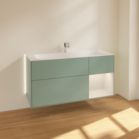 Тумба під раковину Villeroy & Boch Finion 119,6х49, 8 см з підсвічуванням МДФ оливковий матовий лак/світло-сірий матовий лакG070GJGM