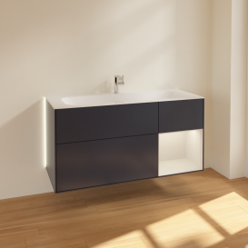 Тумба под раковину Villeroy & Boch Finion 119,6х49,8 см с подсветкой МДФ темно-синий матовый лак/светло-серый матовый лак G070GJHG