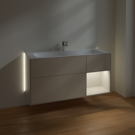 Тумба під раковину Villeroy & Boch Finion 119,6х49,8 см з підсвічуванням МДФ пісок матовий лак/світло-сірий матовий лак G070GJHH